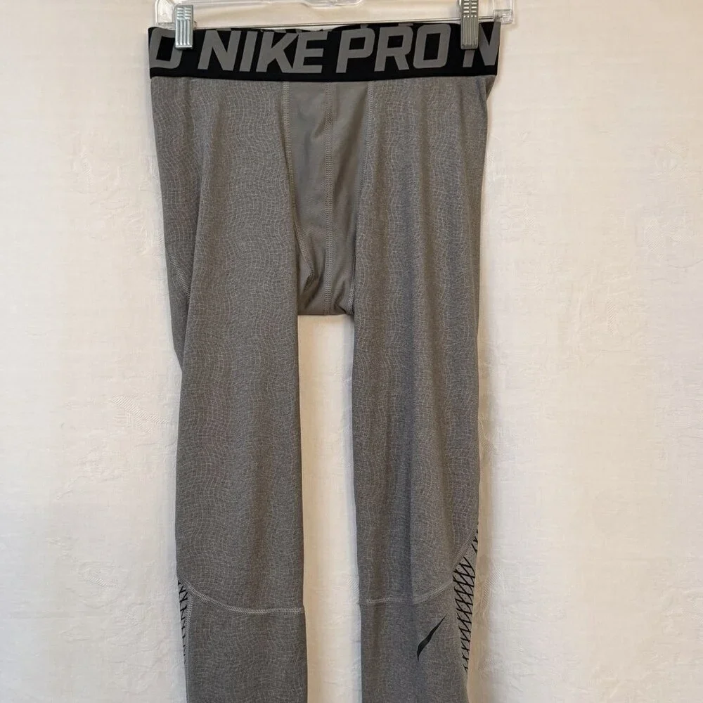 Nike Pro Dri Fit Compression Pants Mens Medium Gray Training Sports Gym Athletic